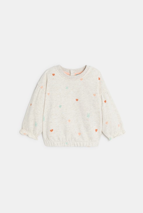 Sweat molleton cœurs blanc bébé fille