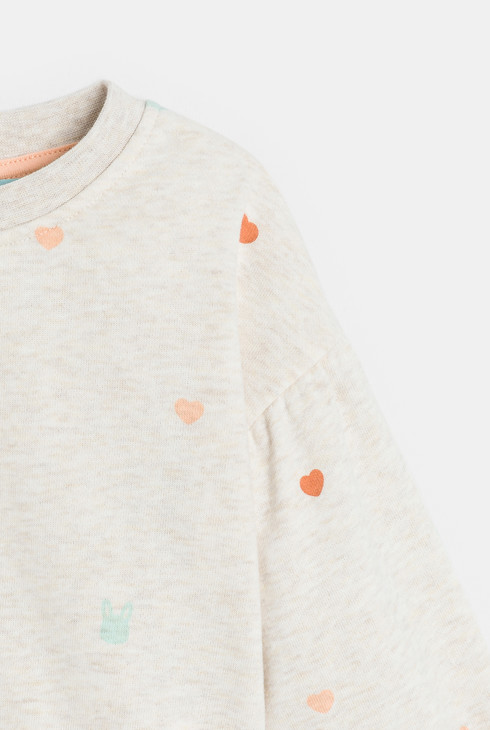 Sweat molleton cœurs blanc bébé fille