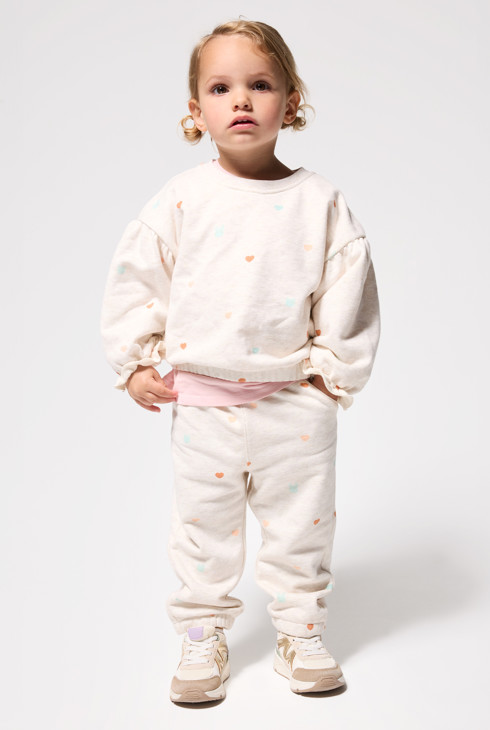 Sweat molleton cœurs blanc bébé fille 1
