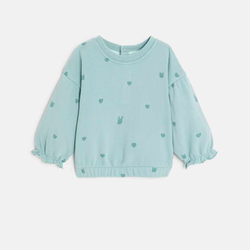 Sweatshirt Molton Herzen blau Kleinkind Mädchen