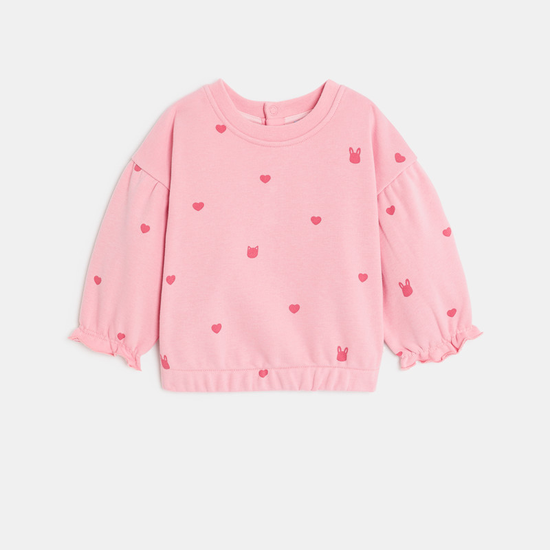 Sweatshirt Molton Herzen rosa Kleinkind Mädchen