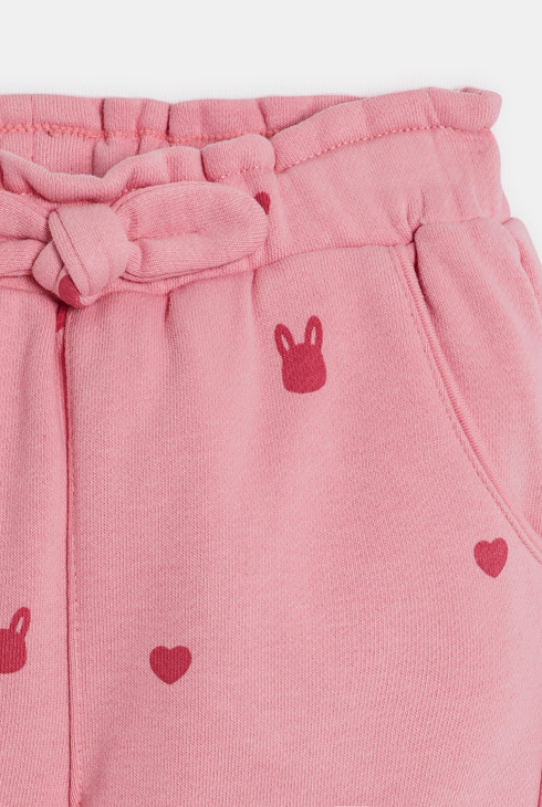 Pantalon fille rose avec nœud