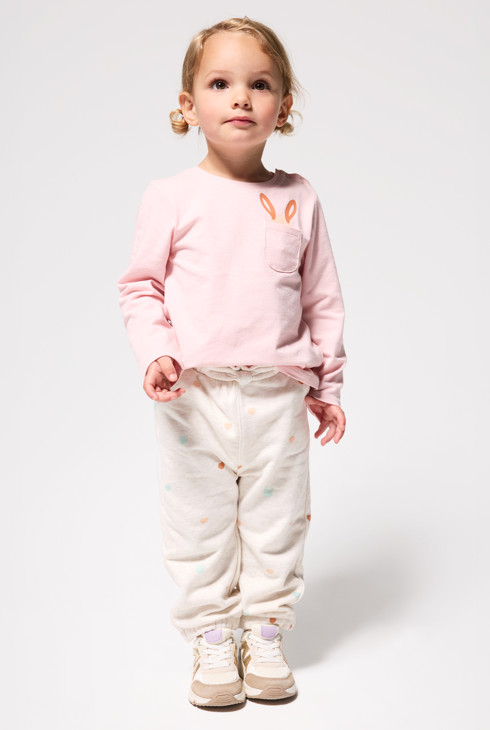 Hose Mädchen beige Herzmotiv 1