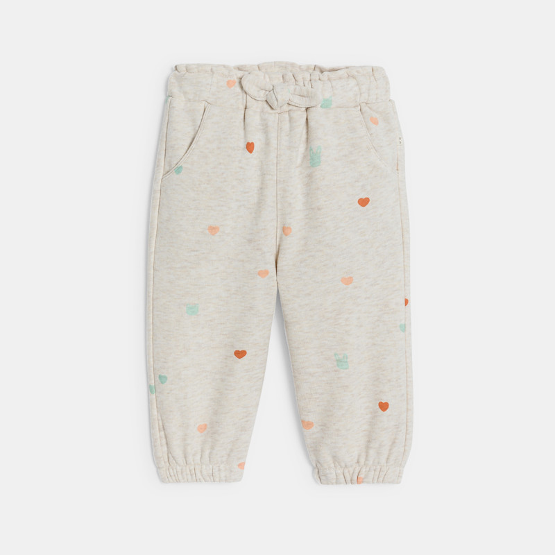 Hose Mädchen beige Herzmotiv