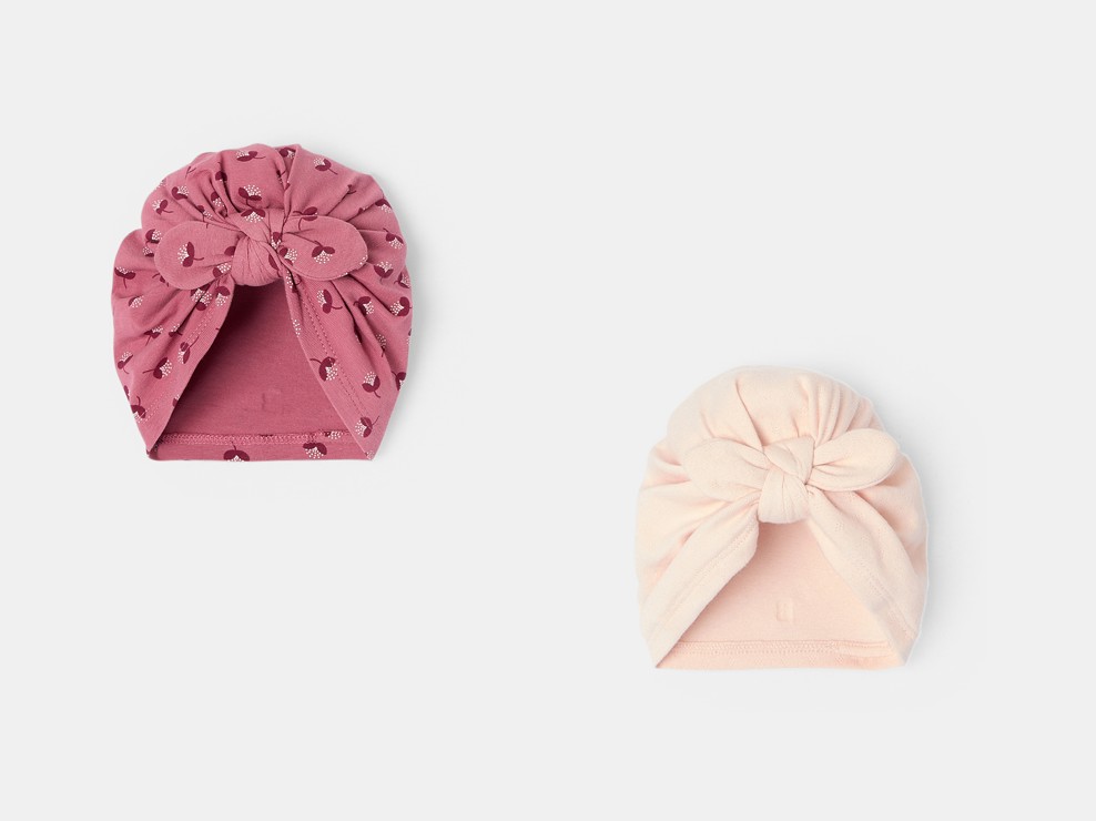 Rosa Baby-Turban für Mädchen (2er-Pack) 1