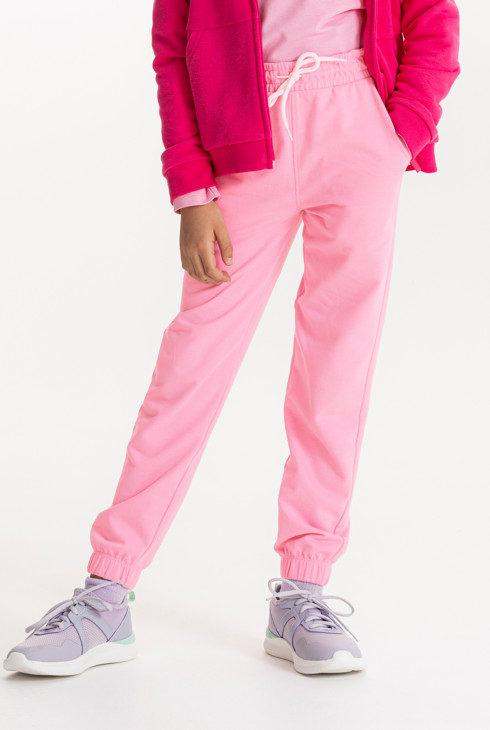 Jogging en molleton uni rose Fille 2