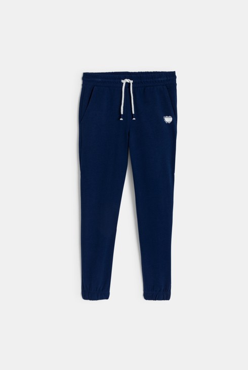 Jogginghose aus Molton einfarbig blau Mädchen 1