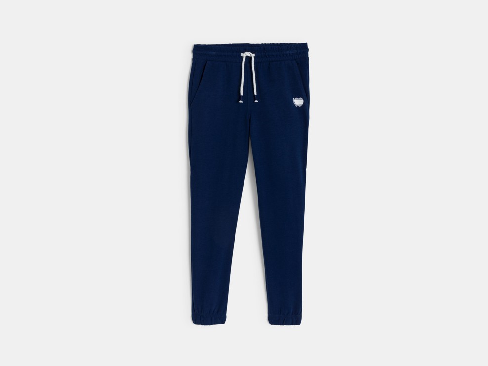 Pantalón de jogging de muletón liso azul niña 1