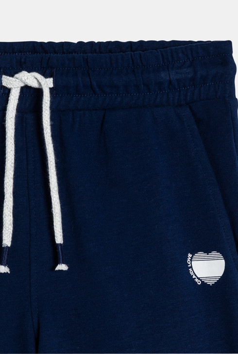 Jogging en molleton uni bleu Fille