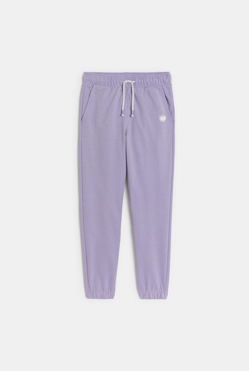 Jogging en molleton uni violet Fille 1