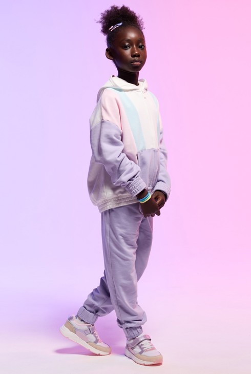 Jogginghose Molton einfarbig violett Mädchen 1