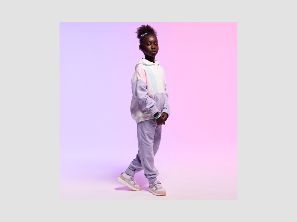 Jogginghose Molton einfarbig violett Mädchen 1