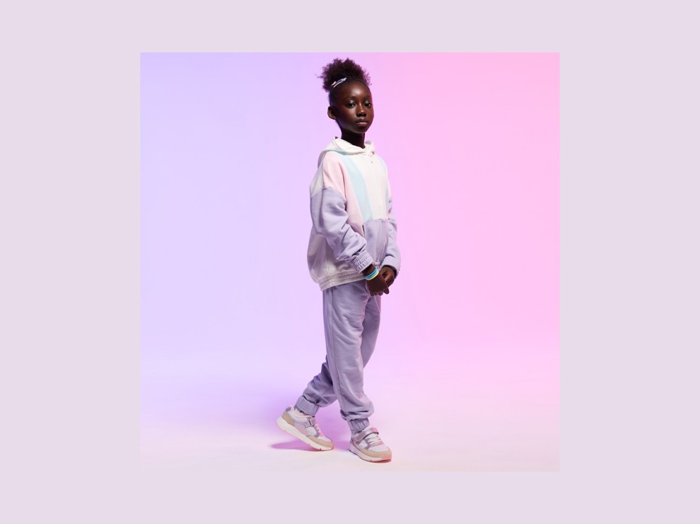 Jogging en molleton uni violet Fille 1