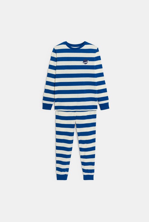 Pyjama gestreift Jungen blau 1