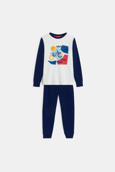 Pyjama 2 pièces en jersey bleu marine Garçon