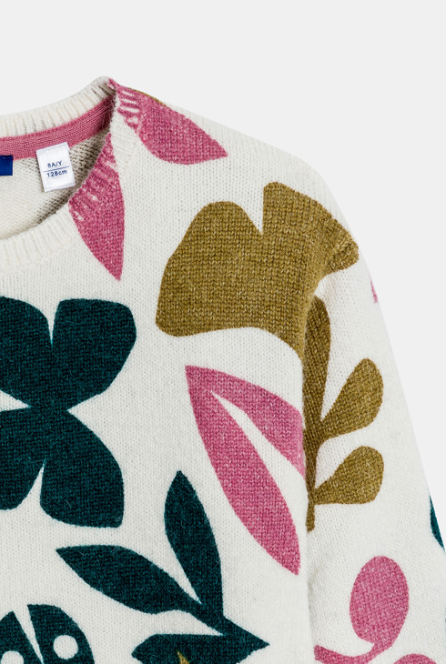 Pull imprimé fleur vert Fille