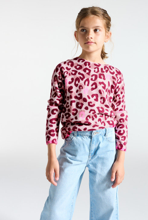 Roze parka met luipaardprint voor meisjes 2