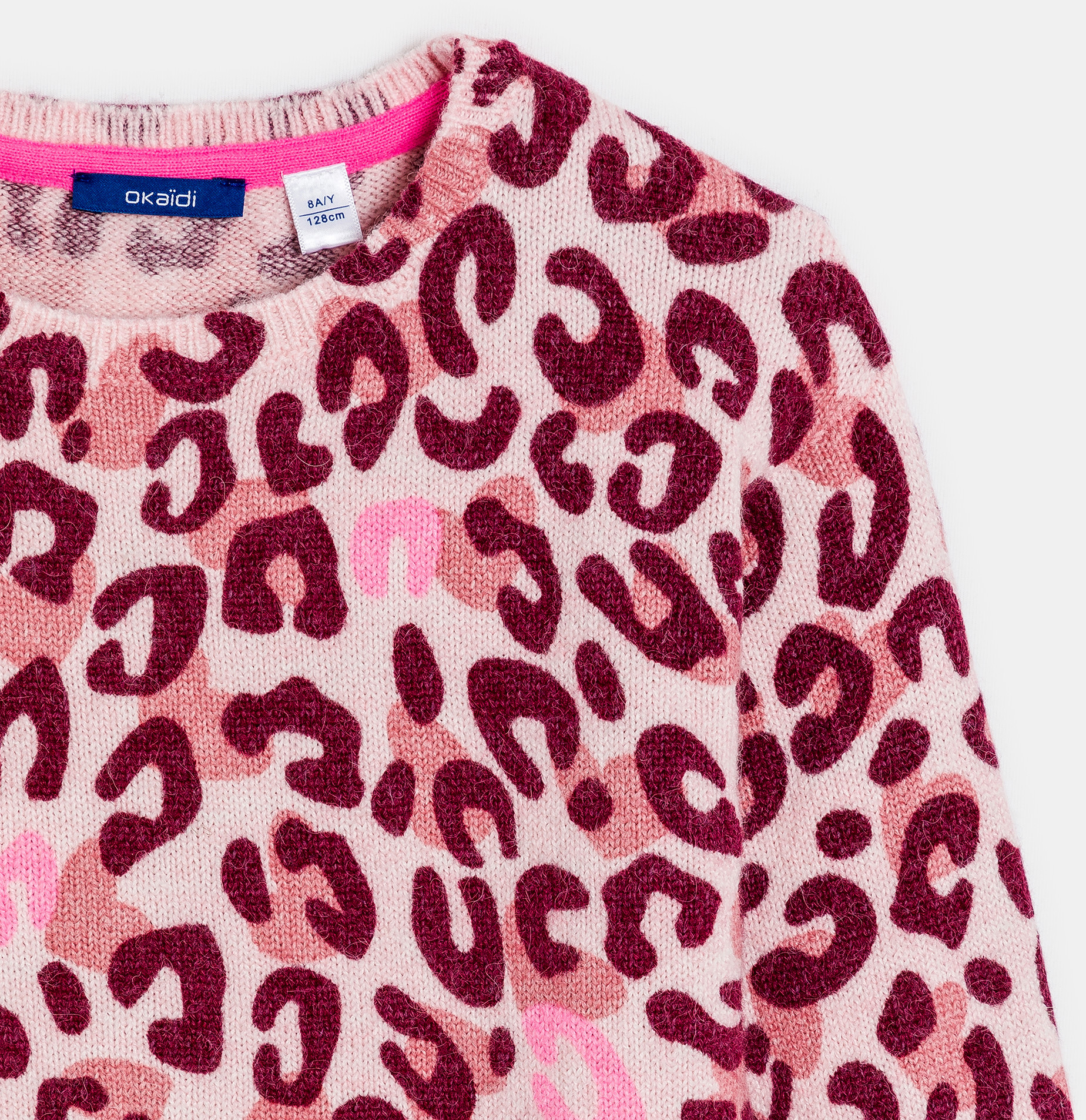 Pull imprimé léopard rose Fille