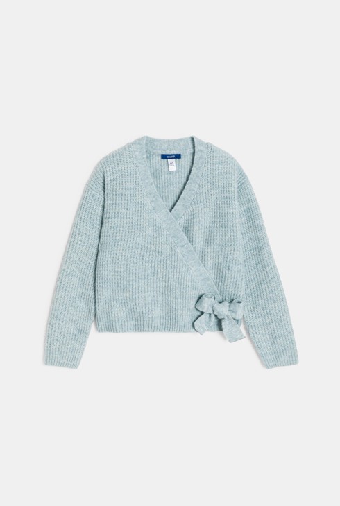 Jersei encreuat de punt de canalé blau nena 2