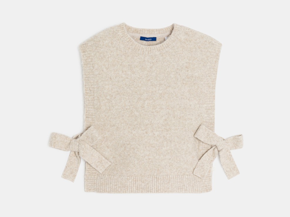 Ponchopullover ärmellos beige Mädchen 2