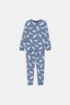 Pyjama long 2 pièces en jersey imprimé dinosaure bleu