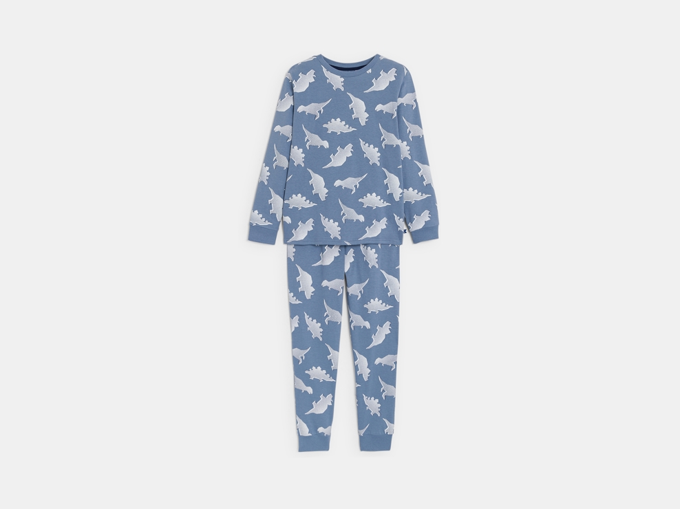 2-teiliger Pyjama aus Jersey Dinosaurier blau 1