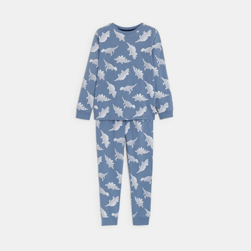 Pyjama Long 2 Pièces En Jersey Imprimé Dinosaure Bleu - Ardoise Clair - 3A - OKAIDI