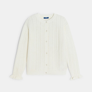 Gilet ajouré pointelle écru Fille