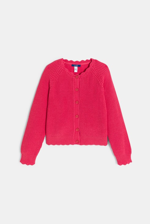 Cárdigan de canalé liso rojo niña 1
