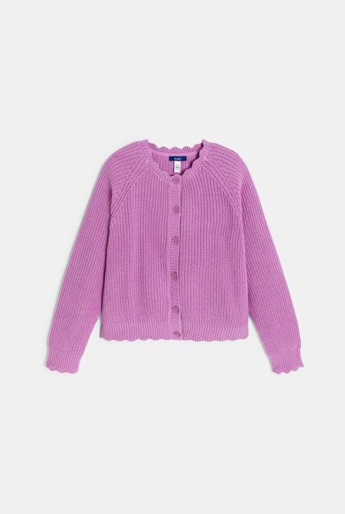 Girls' plain mauve ribbed cardigan 2