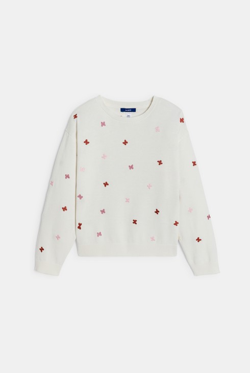 Pullover con farfalle bicolori da bambina 1