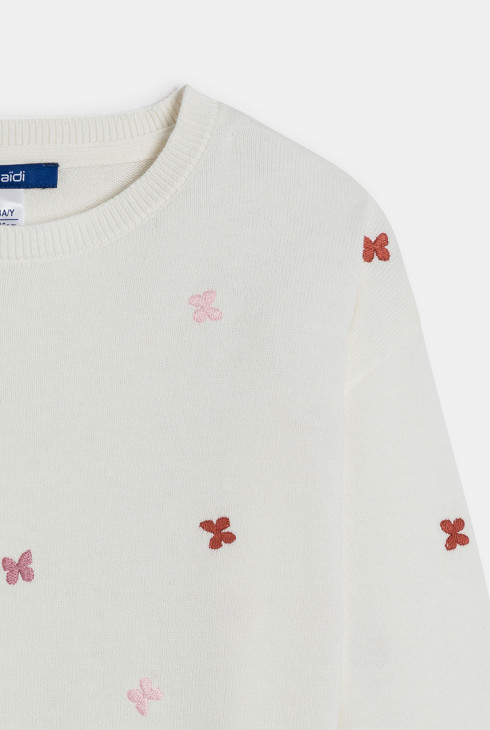 Pull fille papillons bicolores