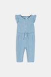 Combi longue rayée twill bleu bébé fille