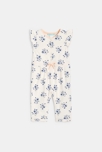 Combi longue fleurs chats bleu bébé fille