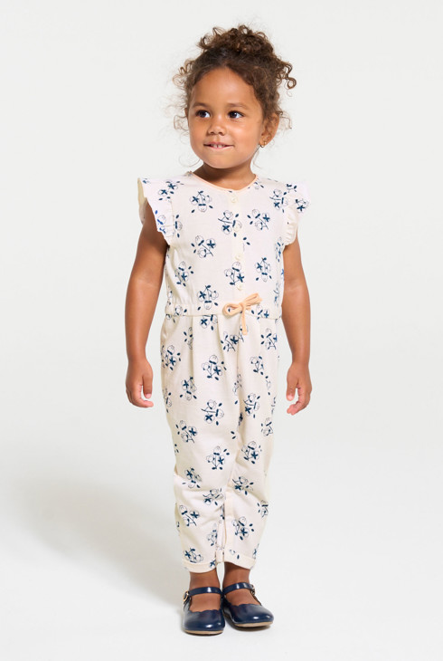 Combi longue fleurs chats bleu bébé fille 2