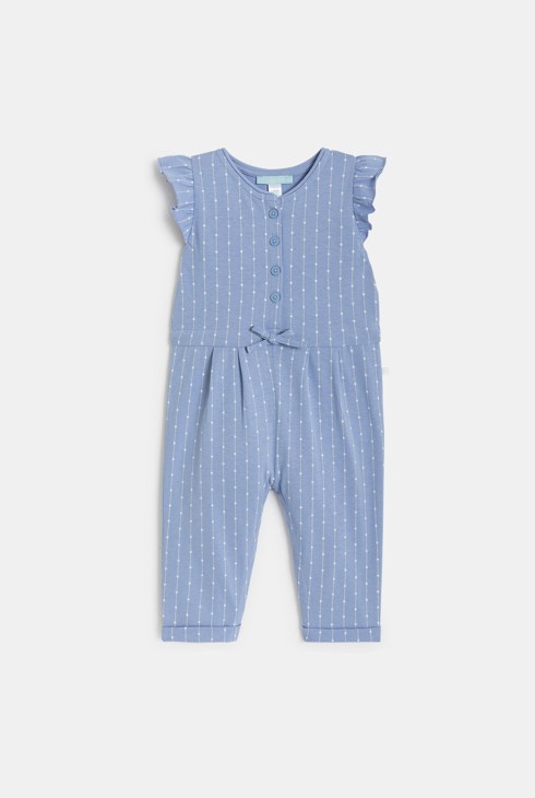 Tuta lunga blu floreale per neonata 2