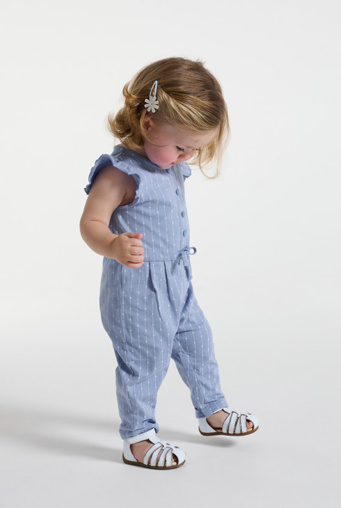 Tuta lunga blu floreale per neonata 1