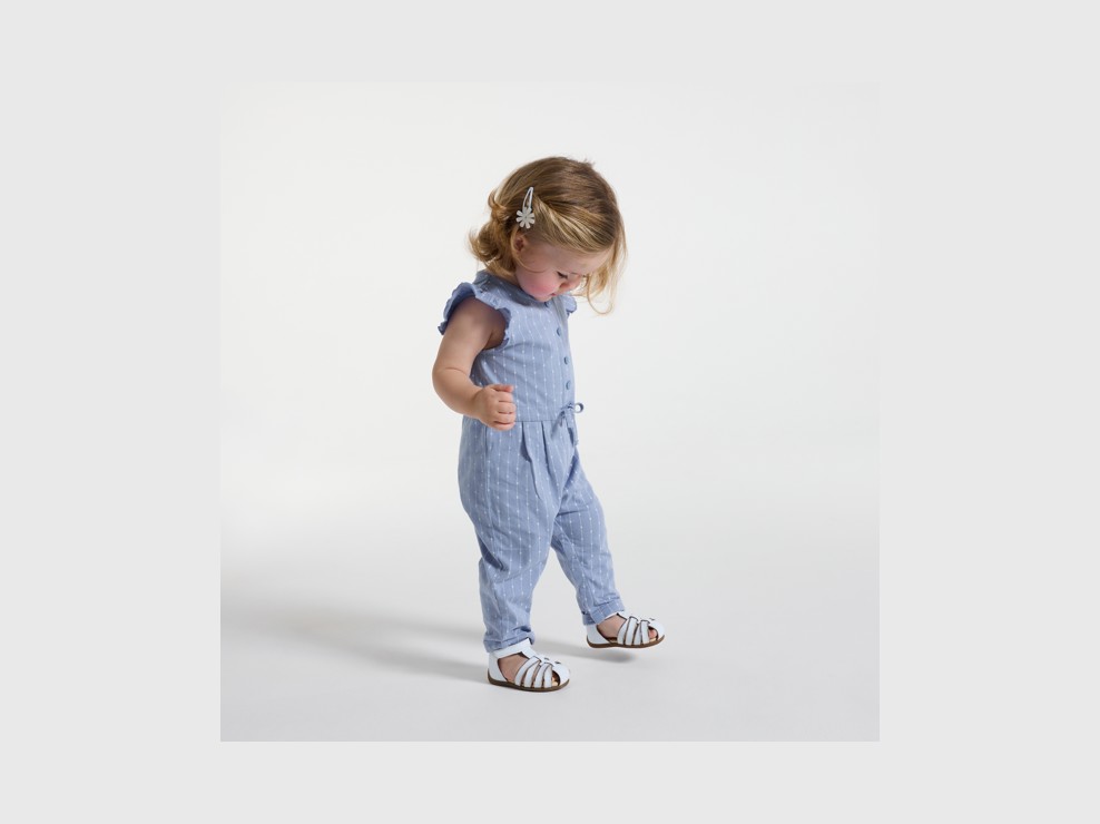 Overall lang Blumen blau Kleinkind Mädchen 1