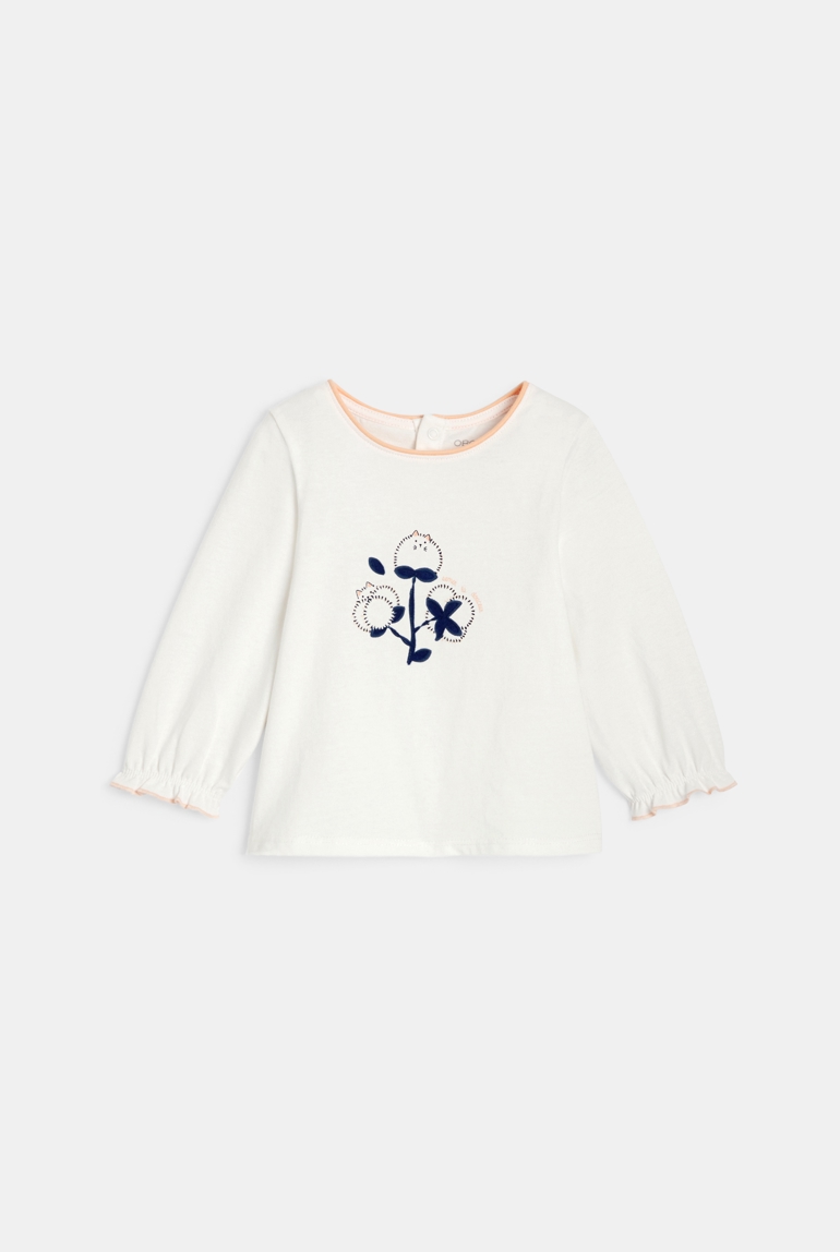Blouse fleur chat blanc bébé fille 1