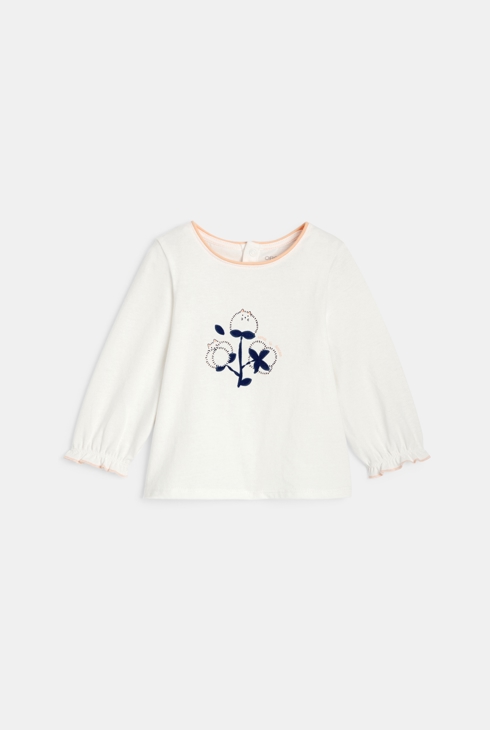 Blouse fleur chat blanc bébé fille 1