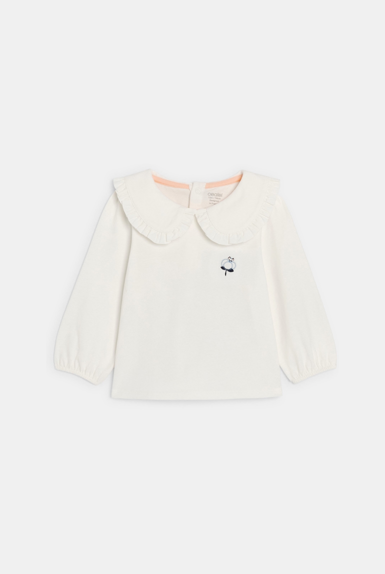 Blouse large col blanc bébé fille 1