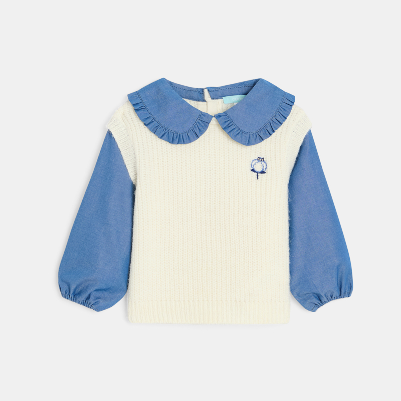 Pulloverhemd 2-in-1-Effekt blau Kleinkind Mädchen