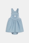 Robe salopette rayée bleu bébé fille