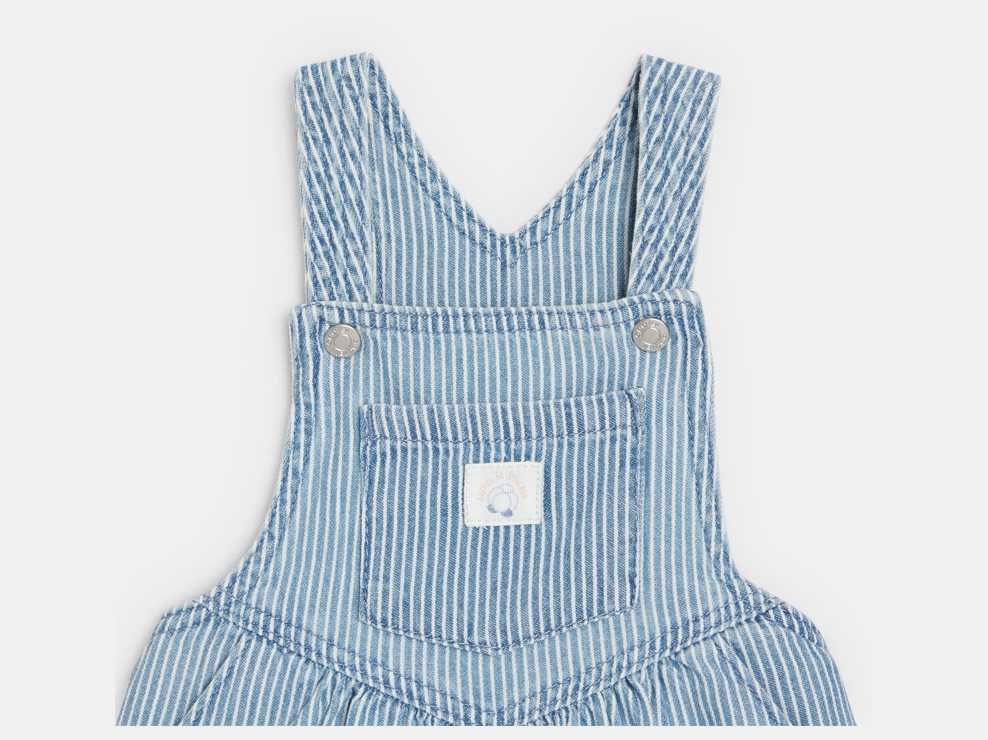 Vestit de peto de ratlles blau bebè nena 2