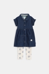 Robe denim brut bleu et legging bébé fille