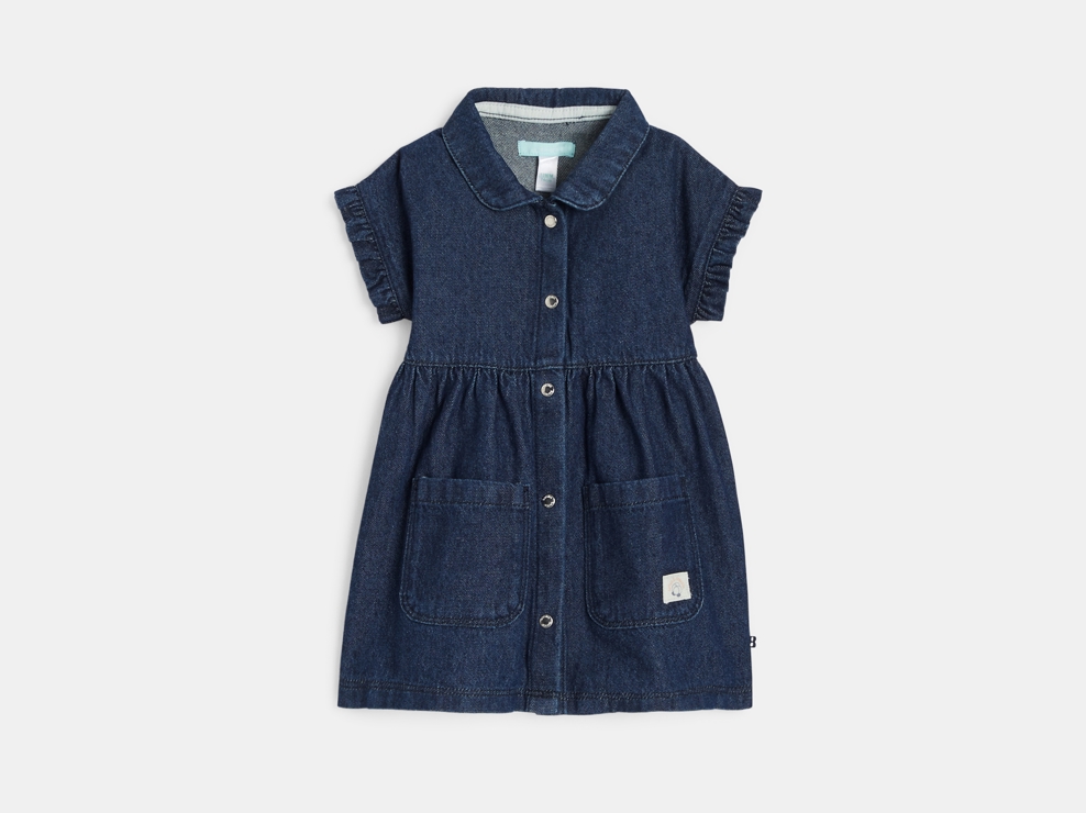 Blaues Babykleid aus Raw Denim und Leggings für Mädchen 2
