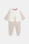 Dors-bien velours et gilet écru bébé fille