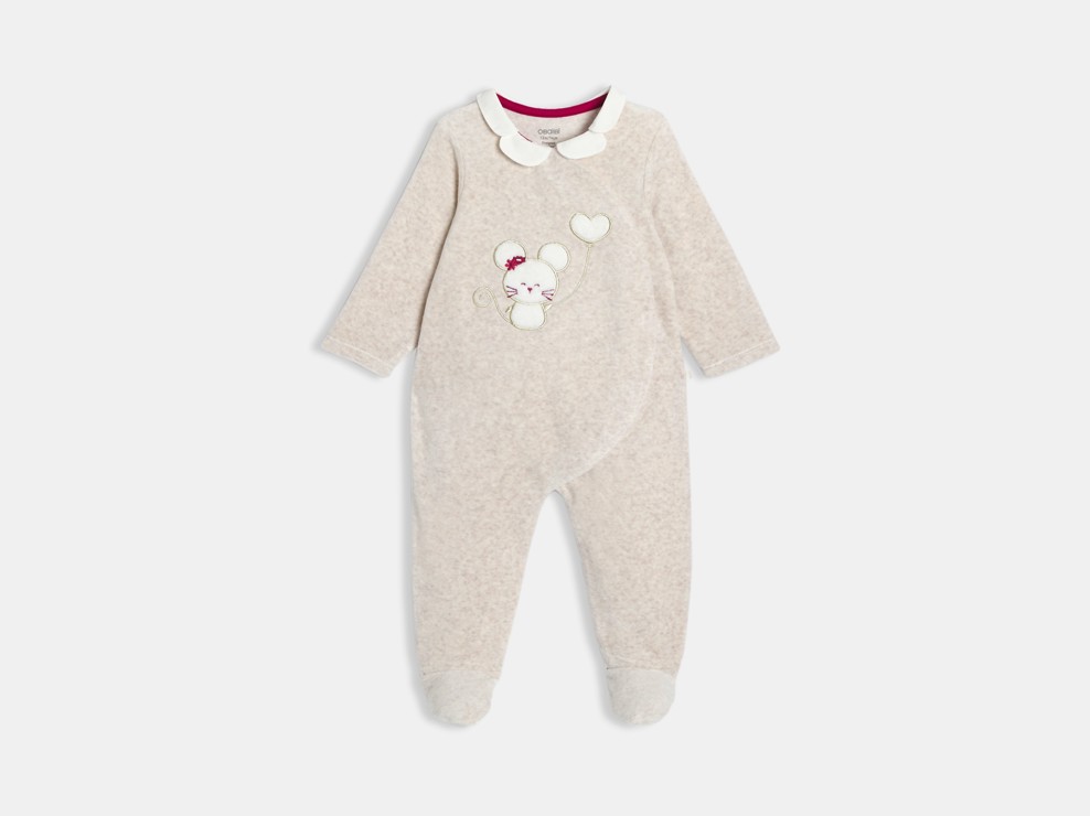 Samtstrampler und Strickjacke ecru Kleinkind Mädchen 2