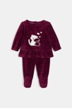 Pyjama velours chat bordeaux bébé fille