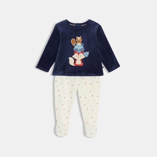 Pyjama Velours Animaux Bleu Bébé Garçon - Bleu Nuit - 5A - OBAIBI